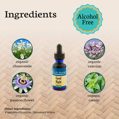 Good Night Herbal Sleep Tincture with Valerian and Passionflower, Natural Sleep and Relaxation Support Supplement 1 oz.