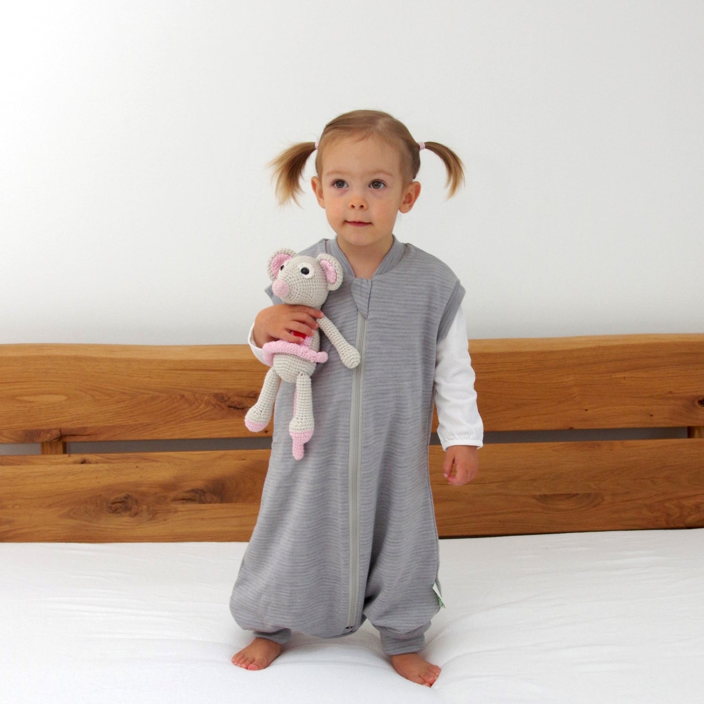 2-LAYER MERINO WOOL SLEEP SACK WITH OPEN LEGS - silver gray