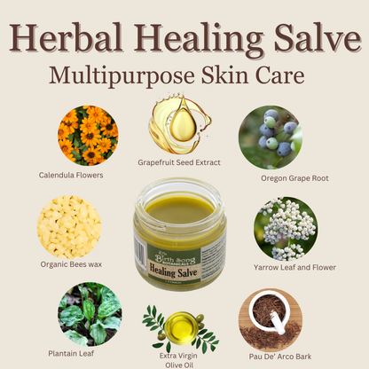 Herbal Salve- All Natural First Aid Ointment Made with Calendula and Plantain, Good For All Skin Types, Unscented