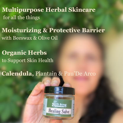 Herbal Salve- All Natural First Aid Ointment Made with Calendula and Plantain, Good For All Skin Types, Unscented