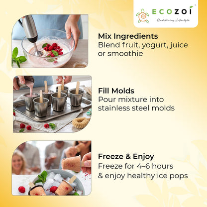 Stainless Steel Popsicle Molds, 6 Mini Rounds with Reusable Stainless Steel Sticks