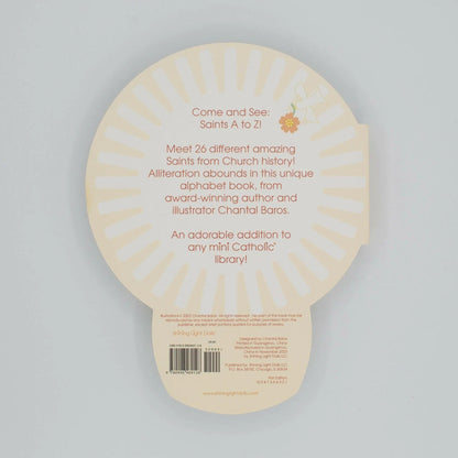 2025 Award Winner - Come and See: Saints A to Z - An Alphabet of Catholic Saints - shaped board book