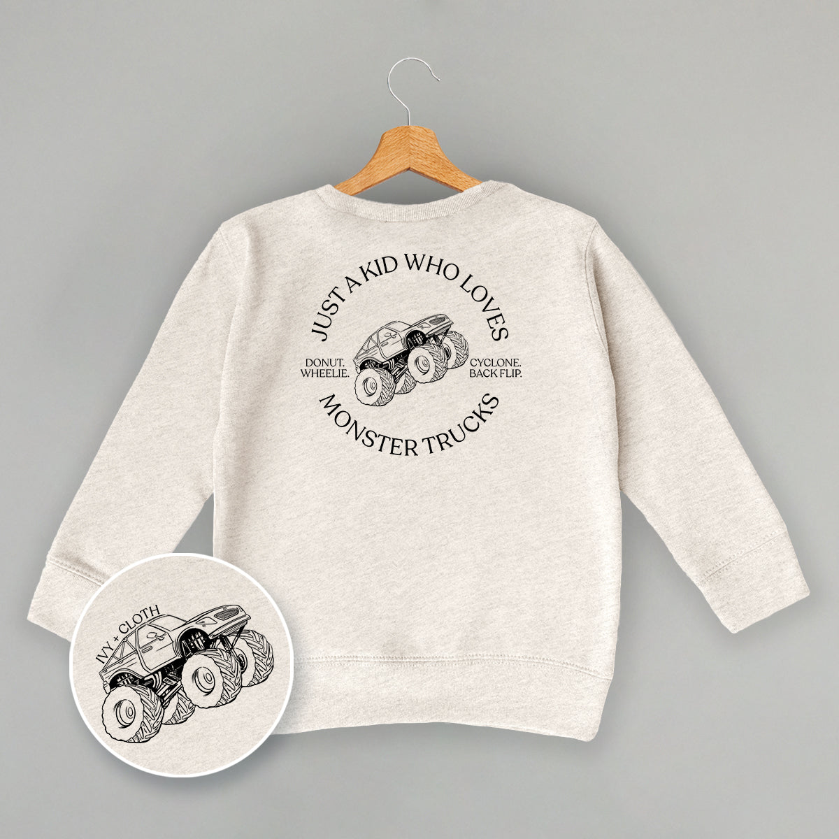 Just A Kid Who Loves Monster Trucks (Kids Back Print)