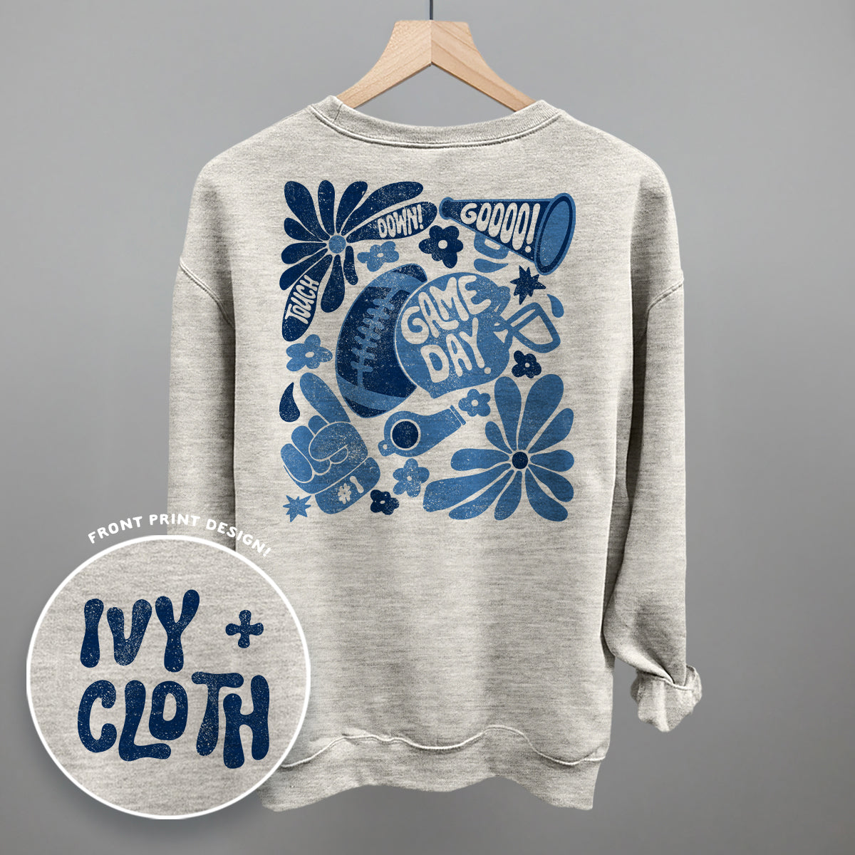 Floral Game Day Blue (Back Print)