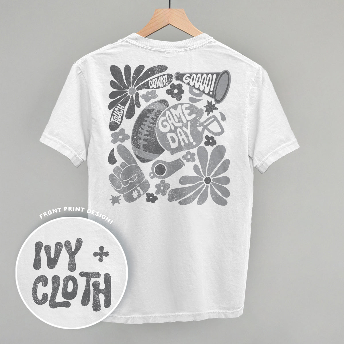 Floral Game Day White/Grey (Back Print)