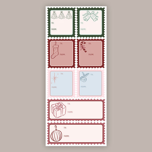 Christmas Stamp Holiday Tags (Sticker Sheet)