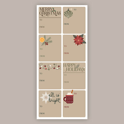 Neutral Christmas Holiday Tags (Sticker Sheet)