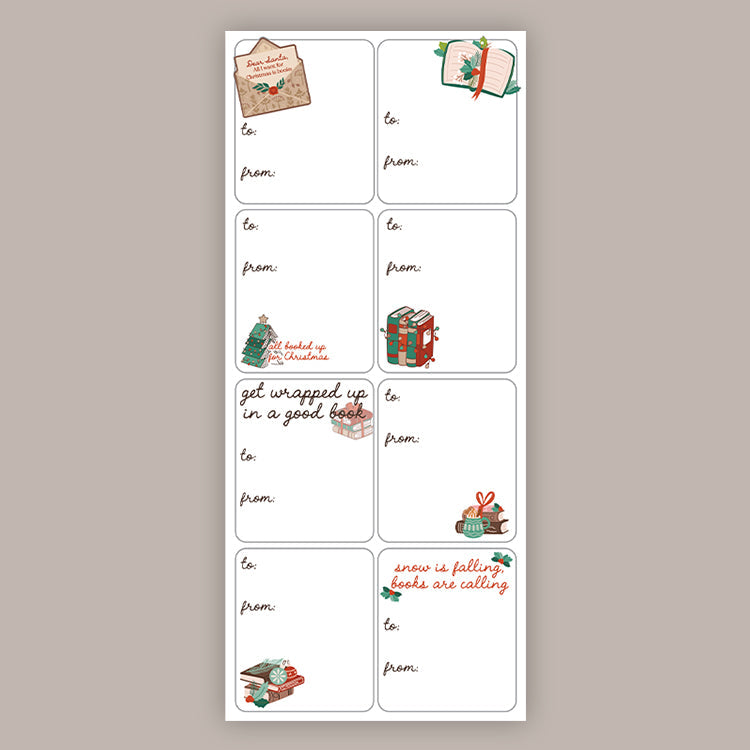 Merry Bookmas Holiday Tags (Sticker Sheet)