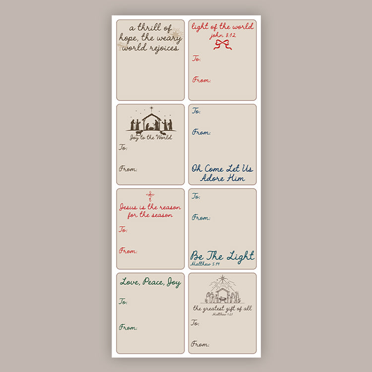 Faith Holiday Tags (Sticker Sheet) – Gentle Nursery Shop