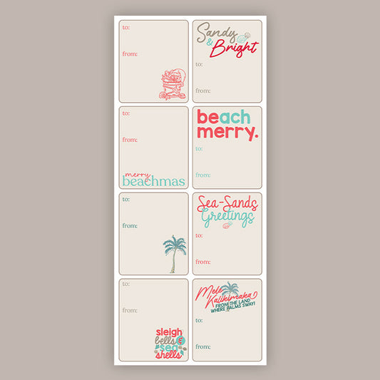Merry Beachmas Holiday Tags (Sticker Sheet)
