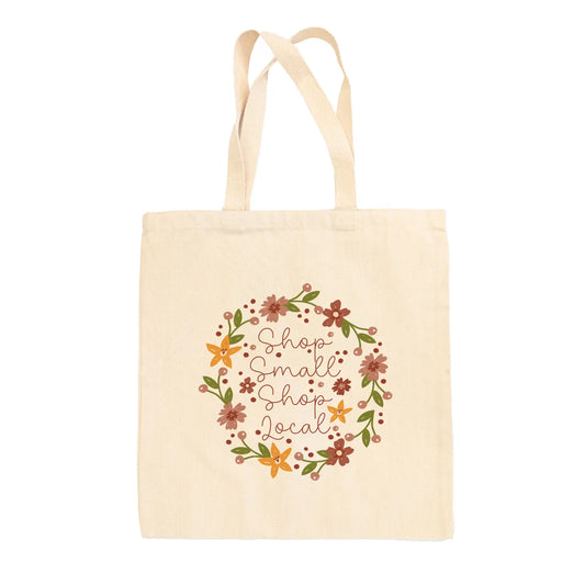 Shop Small Shop Local Wreath Tote Bag