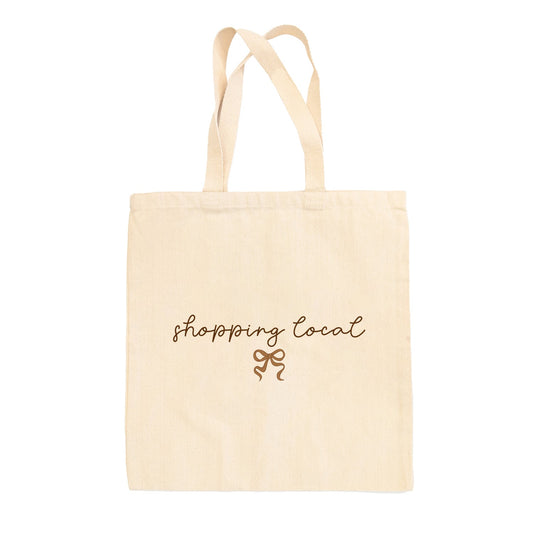 Shopping Local Script + Bow Tote Bag