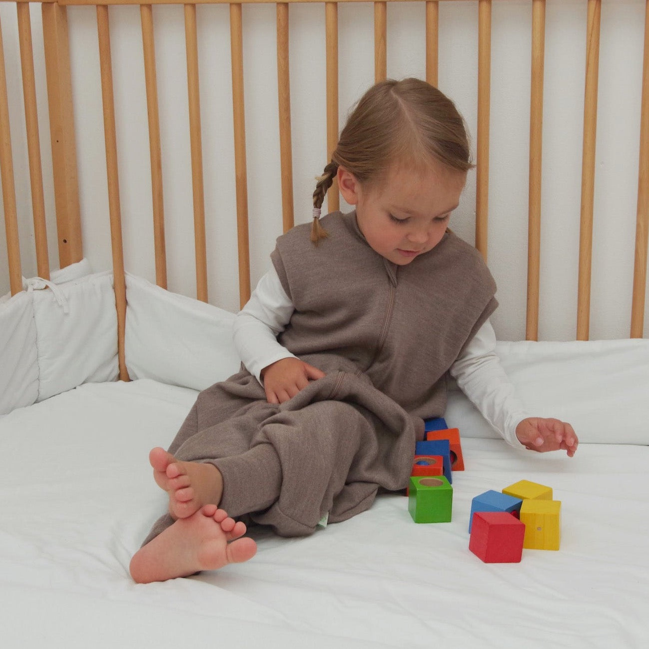 2-LAYER MERINO WOOL SLEEP SACK WITH OPEN LEGS - mele beige