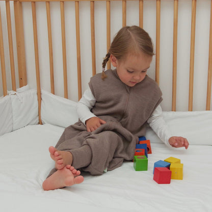 2-LAYER MERINO WOOL SLEEP SACK WITH OPEN LEGS - mele beige