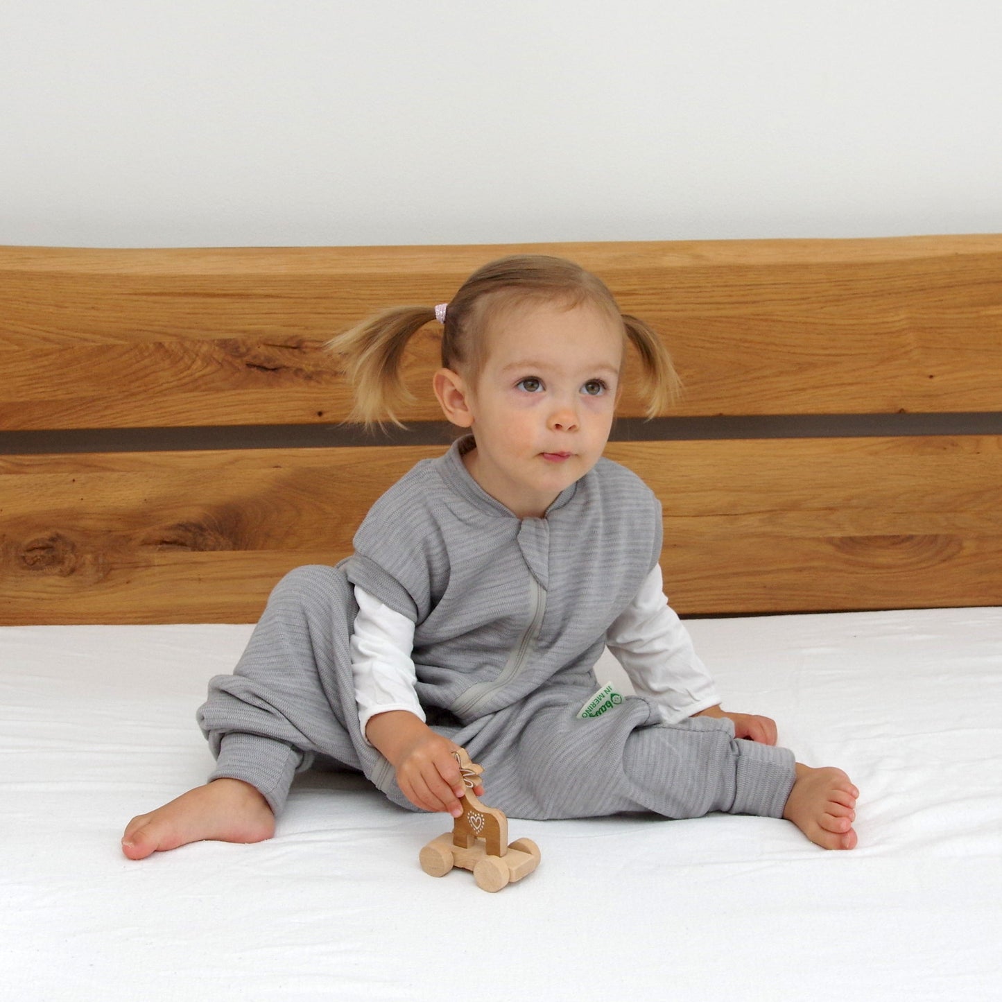 2-LAYER MERINO WOOL SLEEP SACK WITH OPEN LEGS - silver gray