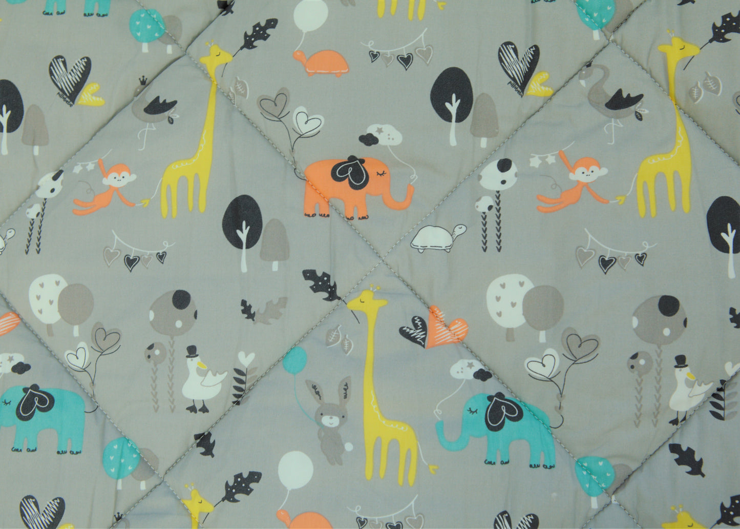 Organic Cotton Play Mat/Quilted Blanket - Safari Dream/Pink Pebbles Reversible