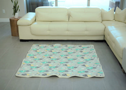Organic Cotton Play Mat/Quilted Blanket - Dreamy Sky/Love Gray Reversible