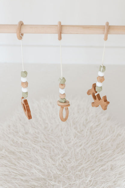 Sage green Gym toys/Wooden play gym, baby gym,