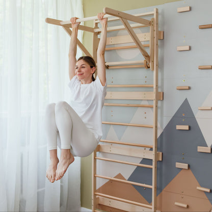 Wood and Hearts 3-in-1 Swedish Ladder Wall Gym for Kids 3+