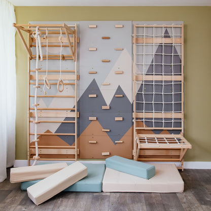 Wood and Hearts 3-in-1 Swedish Ladder Wall Gym for Kids 3+