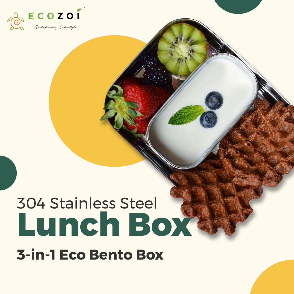 Stainless Steel Lunch Box, 2 Tier Leak Proof, 60 Oz