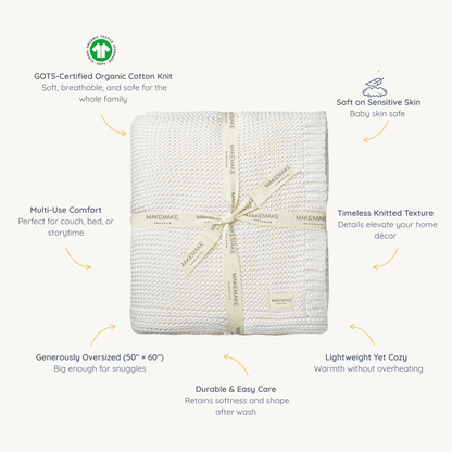 Organic Knit Throw Blanket - Ivory