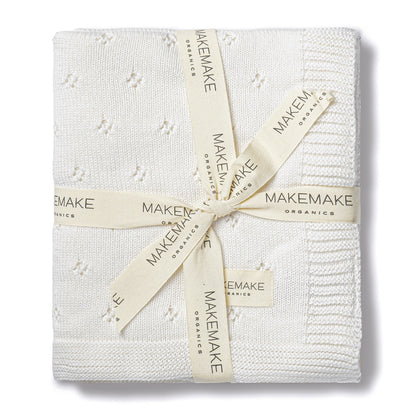 Organic Cotton Pointelle Baby Knit Blanket - Ivory