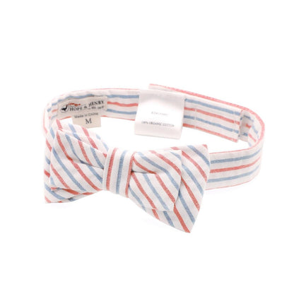 Classic Bow Tie - Red and Blue Seersucker