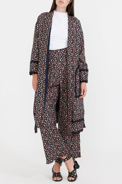 Robe Jacket - Black Rose Floral