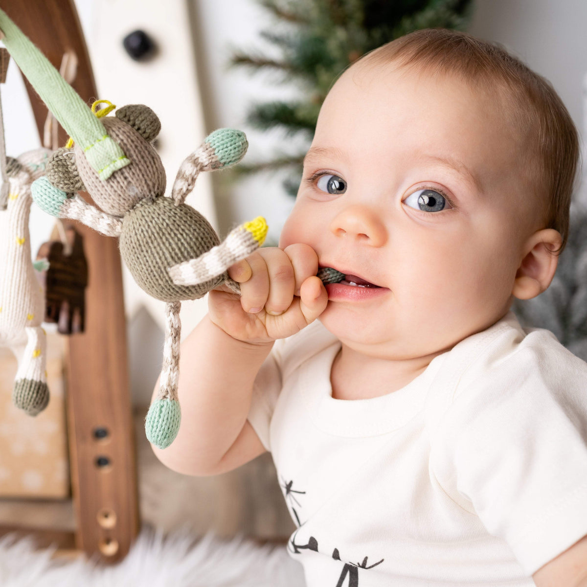 knit stroller toy | theo the monkey