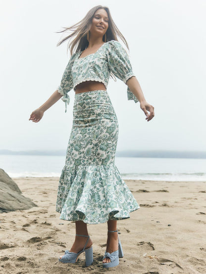 Patsy Pencil Skirt - Sweetgreen Floral