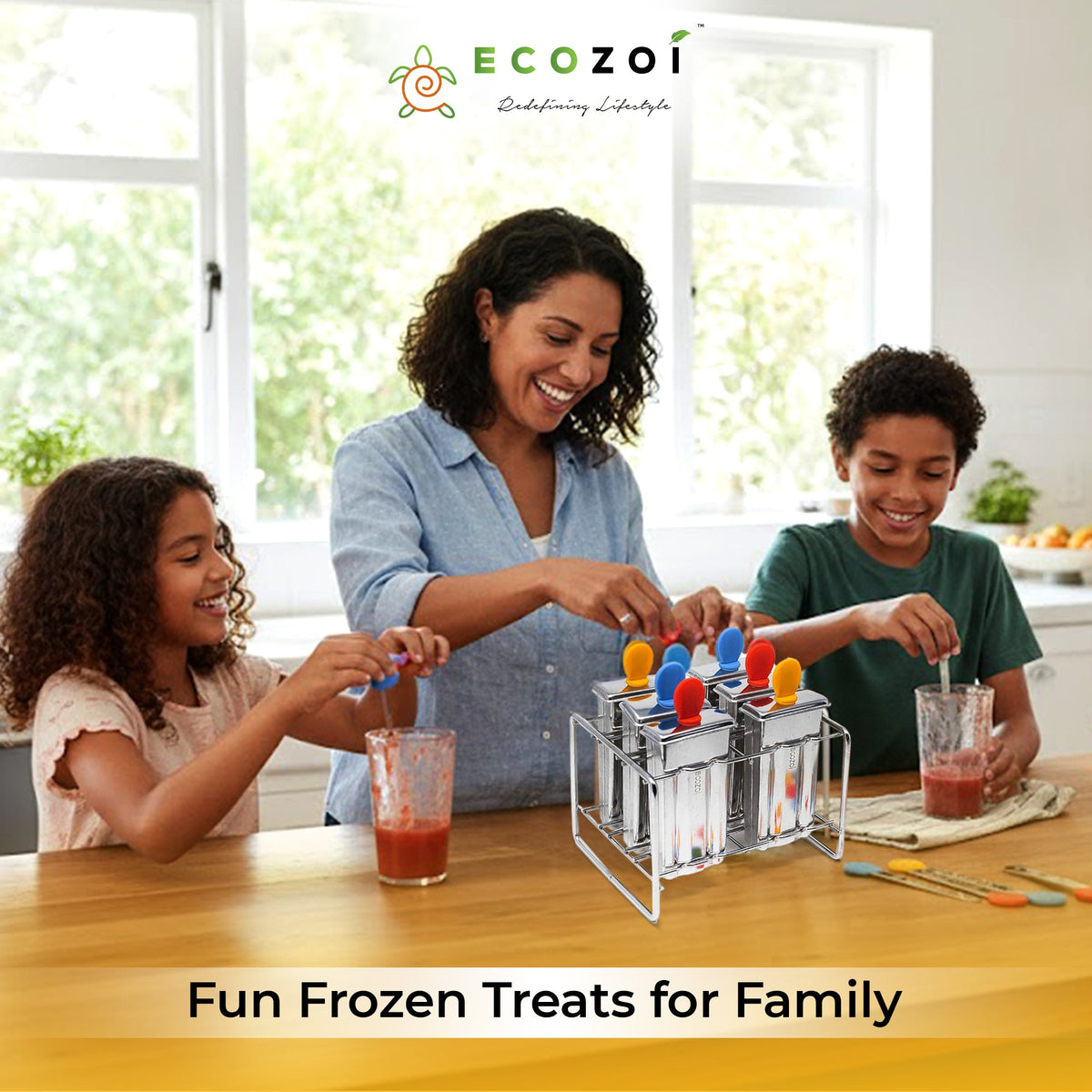 Stainless Steel Popsicle Molds and Rack, Square Shape, Steel Sticks
