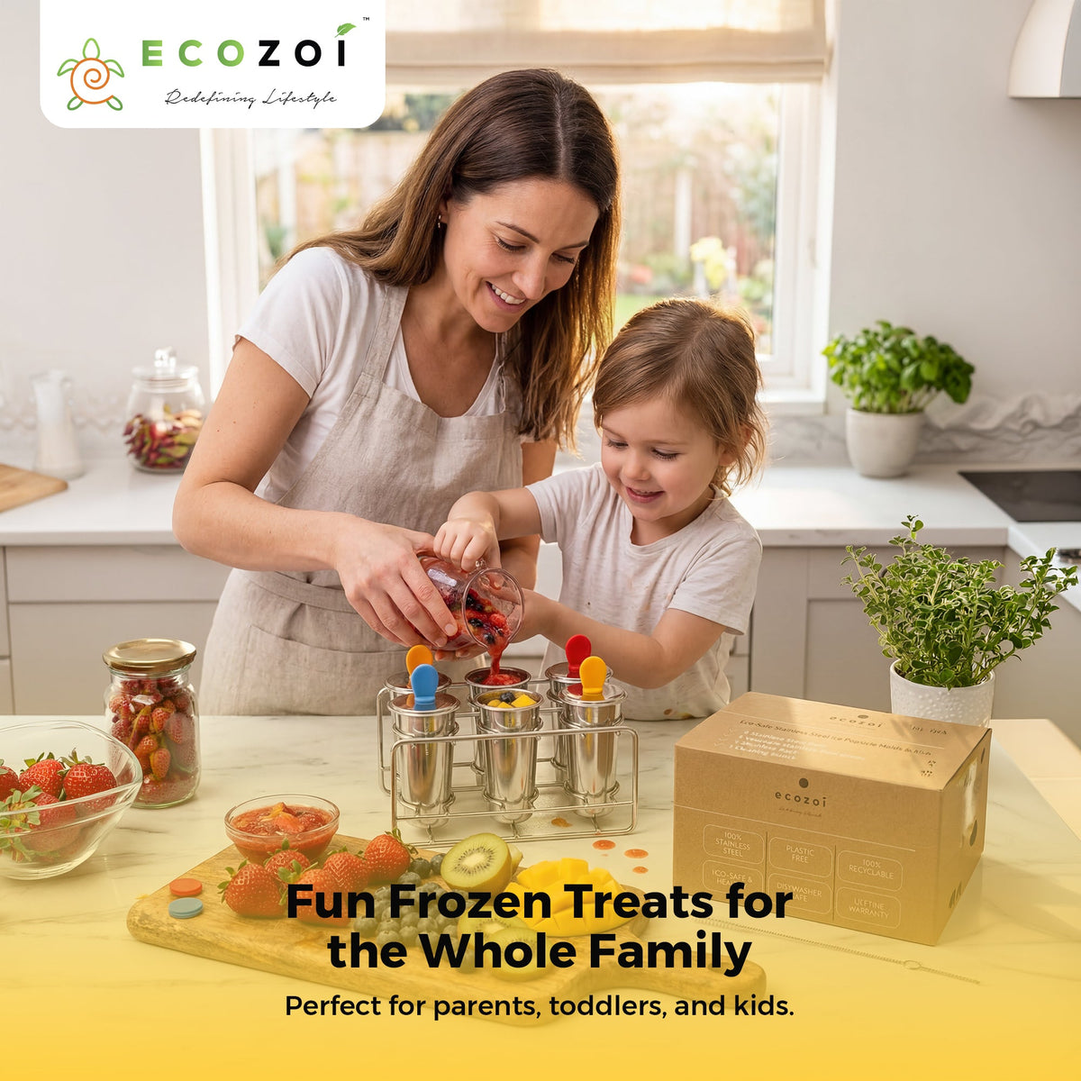 Stainless Steel Popsicle Molds, Round with Stainless Steel Sticks
