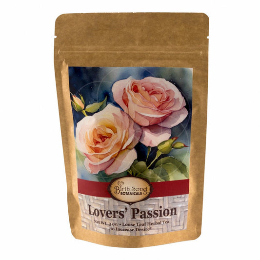 Lovers' Passion Herbal Tea, Blended with Organic Rose Petals, To Support Healthy Sensuality, A Lovers Gift 3 oz.