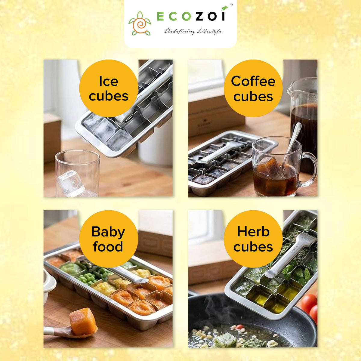 Stainless Steel Ice Cube Tray with Easy Release Handle, Vintage Design