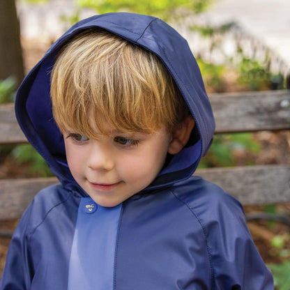 Colorblock Kid Raincoat - Peri Blue/ Navy