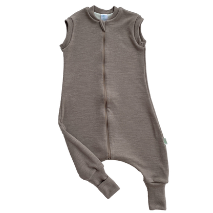 2-LAYER MERINO WOOL SLEEP SACK WITH OPEN LEGS - mele beige