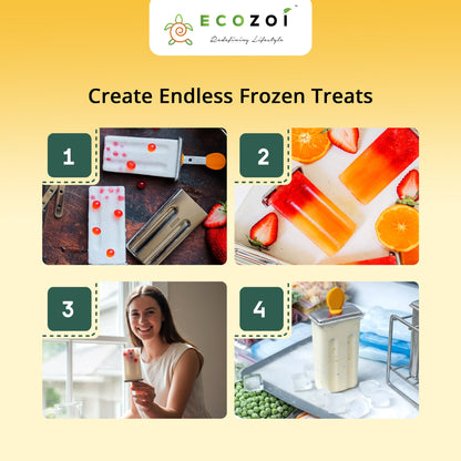 Stainless Steel Popsicle Molds and Rack, Square Shape, Steel Sticks