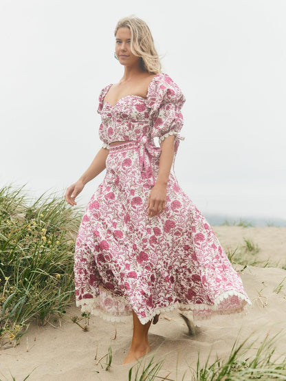 Hadley Off-The-Shoulder Top - Carmine Rose Floral