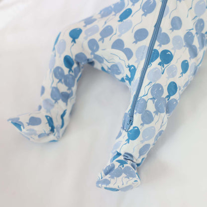 Organic Footie - Blue Balloons