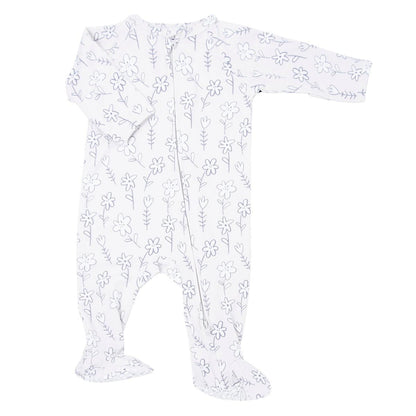 Zipper Footie - Grey Doodle