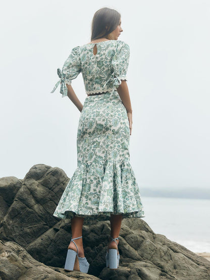 Patsy Pencil Skirt - Sweetgreen Floral