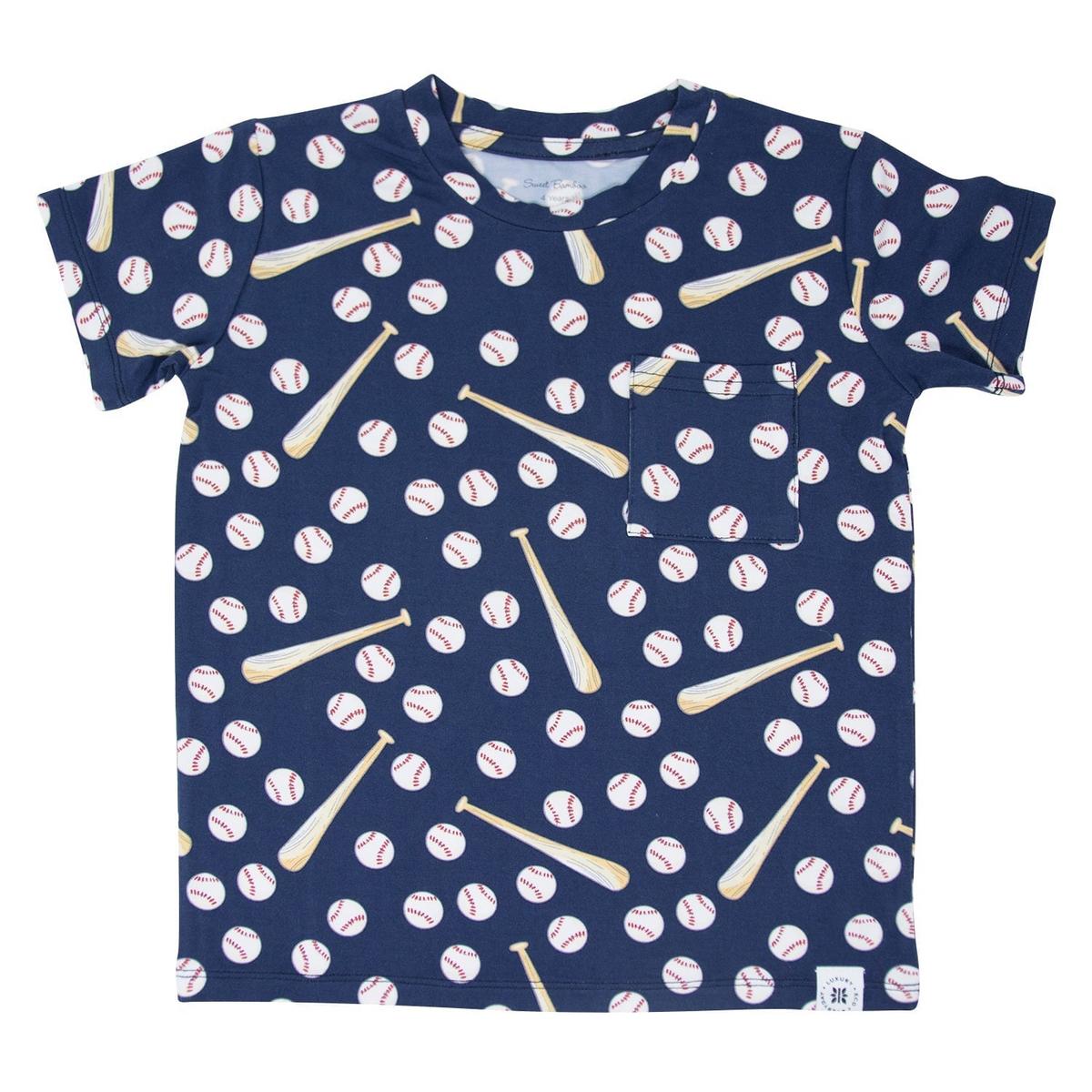 Crew Neck Tee - Little Slugger Navy