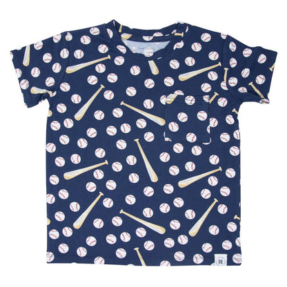Crew Neck Tee - Little Slugger Navy
