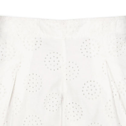 Pleated Pull-On Short - White Circle Eyelet