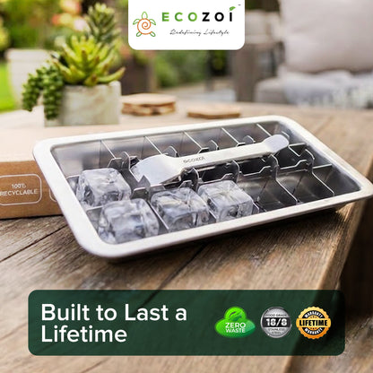 Stainless Steel Ice Cube Tray with Easy Release Handle, Vintage Design