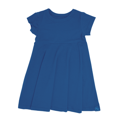 Swirly Girl Short Sleeve Dress - Navy Blue