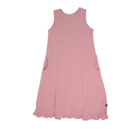 Summer Boho Dress - Dusty Pink Ribbed