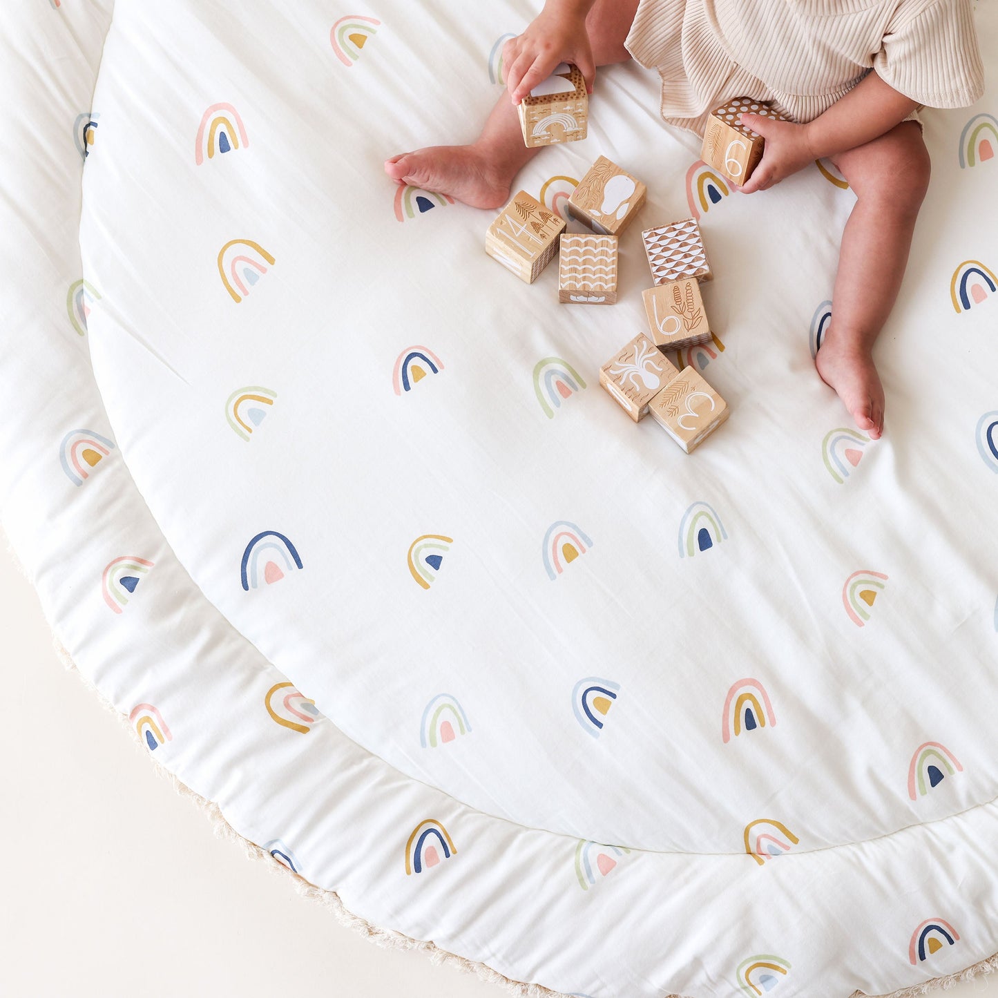 Organic Baby Play Mat - Rainbow and Ivory