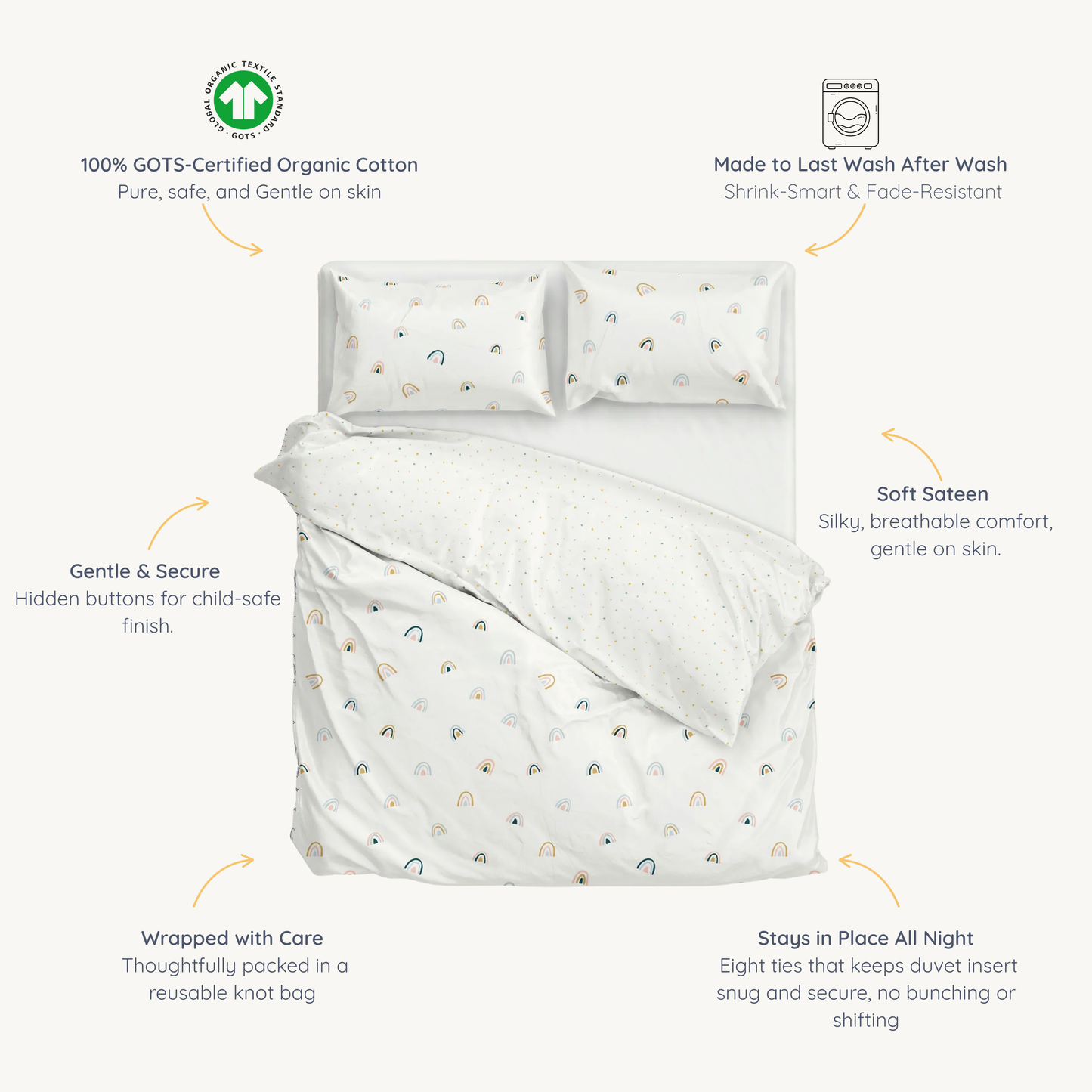 Organic Duvet Cover - Dotty & Rainbow